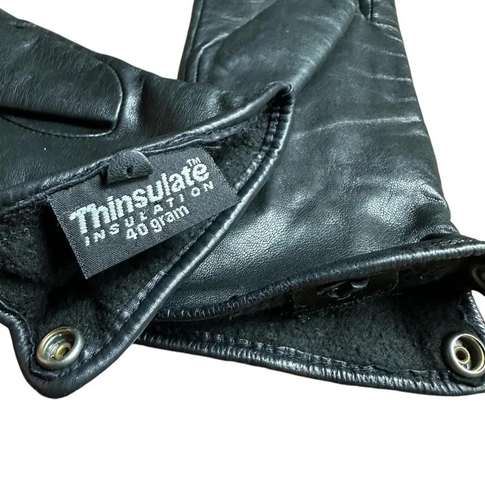 Beautiful Black Leather Lined Women's Gloves, Thinsulate, Small